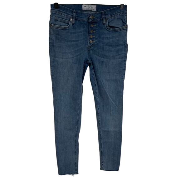 Free People Denim - Free People Button Fly Raw Hem Skinny Jeans Womens Size 28